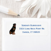 Rottweiler Welpenhund Blue Name Address Label (Insitu)