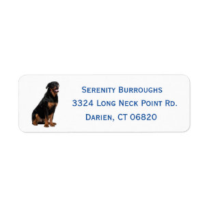 Rottweiler Welpenhund Blue Name Address Label