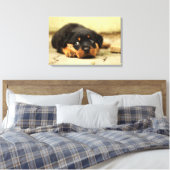 Rottweiler Welpenhund, der das Leben liebt Leinwanddruck (Insitu (Schlafzimmer))