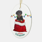 Rottweiler Welpenhund in Holiday Gift Bag Keramik Ornament (Links)