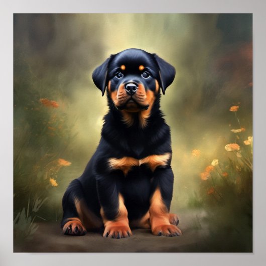 Rottweiler-Welpenmalerei Poster (Vorne)