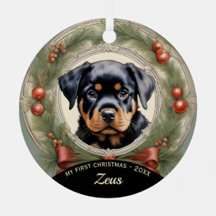 Rottweiler Welppy's First Christmas Ornament