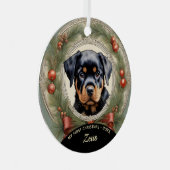 Rottweiler Welppy's First Christmas Ornament Aus Metall (Vorderseite Rechts)