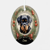 Rottweiler Welppy's First Christmas Ornament Aus Metall (Vorderseite links)