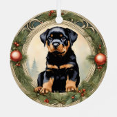 Rottweiler Welppy's First Christmas Ornament Aus Metall (Rückseite)