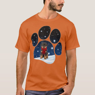 Rottweiler Winter Snow Paw Hunde Weihnachten T-Shirt