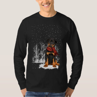 Rottweiler-Winterschal Hunde Baum Wald Schnee Chr T-Shirt