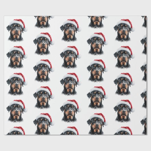 Rottweiler with Santa Hat Geschenkpapier (Flach)
