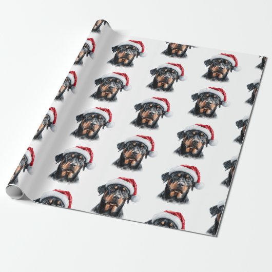 Rottweiler with Santa Hat Geschenkpapier (Ungerollt)