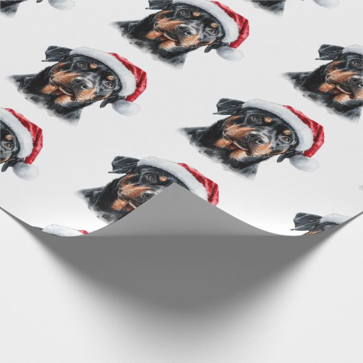 Rottweiler with Santa Hat Geschenkpapier (Ecke)