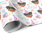 Rottweiler Wrapping Paper in White Geschenkpapier (Rolleneckpunkt)