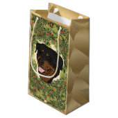 Rottweiler Wreath Kleine Geschenktüte (Rückseite Schrägansicht)
