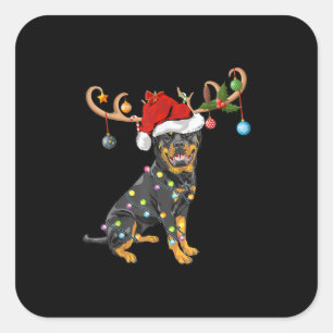 Rottweiler Xmas Geschenk von Santas Rentier Rottwe Quadratischer Aufkleber