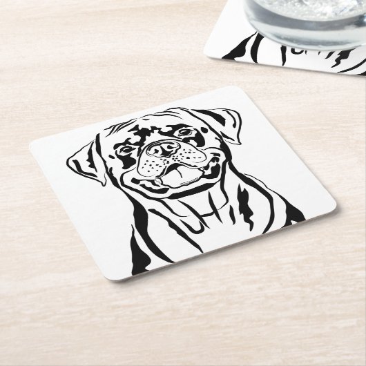 Rottweiler Zeichnend Rechteckiger Pappuntersetzer (angewinkelt)