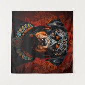 Rottweiler-Zeremonie in Warrior-Kleidung Wandteppich (Vorderseite (Horizontal))