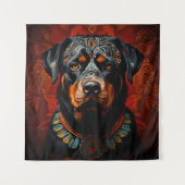 Rottweiler-Zeremonie in Warrior-Kleidung Wandteppich (Vorderseite)