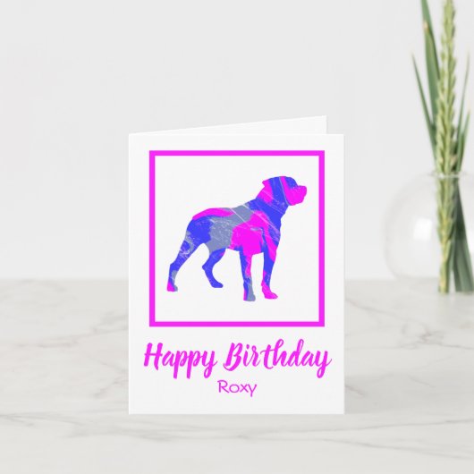 RottweilerPink Dog Sillhouette Funny Birthday Karte (Vorderseite)