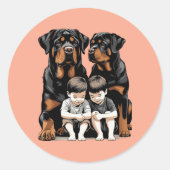 Rottweilers As Loyal Guardians Of Kids Runder Aufkleber (Vorderseite)
