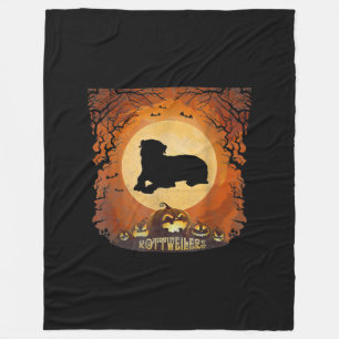 Rottweilers Full Moon Animal Silhouette Halloween Fleecedecke