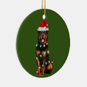 Rottweilers mit Weihnachtsfaschisen-Weihnachtsmann Keramik Ornament (Rechts)