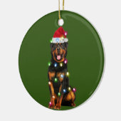 Rottweilers mit Weihnachtsfaschisen-Weihnachtsmann Keramik Ornament (Links)