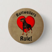 Rottweilers Regel Hund Lover Button (Vorderseite)
