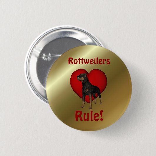 Rottweilers Regel Niedlicher Dog-Button Button (Vorne & Hinten)