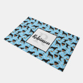 Rottweilers Rotties Dog l Monogramm Nachname      Fußmatte (Schrägansicht)