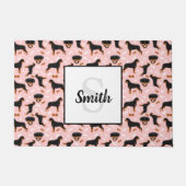 Rottweilers Rotties Dog l Monogramm Nachname Fußmatte (Vorderseite)