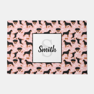 Rottweilers Rotties Dog l Monogramm Nachname Fußmatte