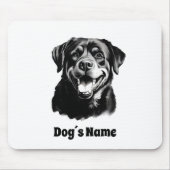 Rottweilers Schwarz-Weiß-Silhoutte Mousepad (Vorne)
