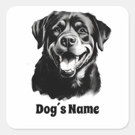 Rottweilers Schwarz-Weiß-Silhoutte Quadratischer Aufkleber