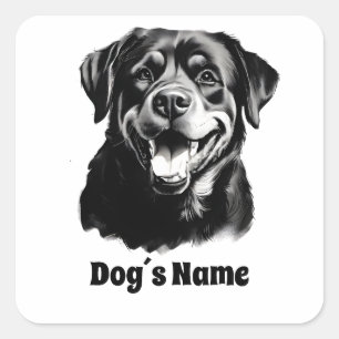 Rottweilers Schwarz-Weiß-Silhoutte Quadratischer Aufkleber
