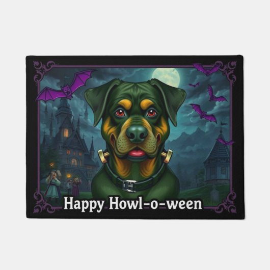 Rottweilerstein Frohes Howl-o-ween Fußmatte (Vorderseite)