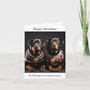Rottweiller Hunde Happy Christmas Card Karte