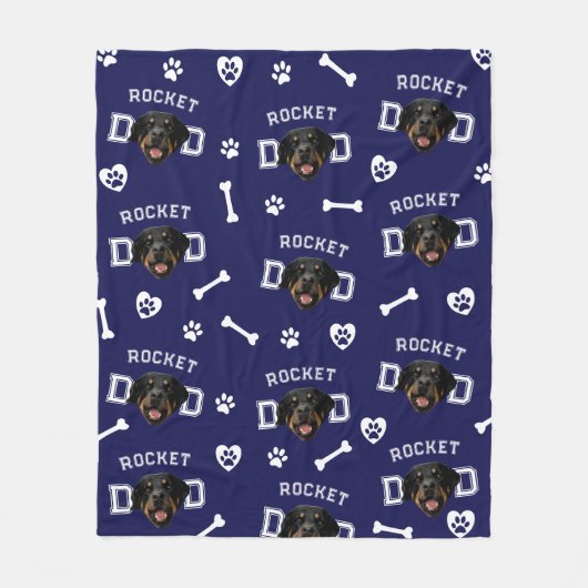 Rottweiller Vater, Navy Blue Individuelle Name Wie Fleecedecke (Vorderseite)