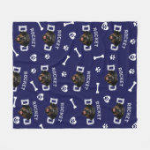 Rottweiller Vater, Navy Blue Individuelle Name Wie Fleecedecke (Vorderseite (Horizontal))