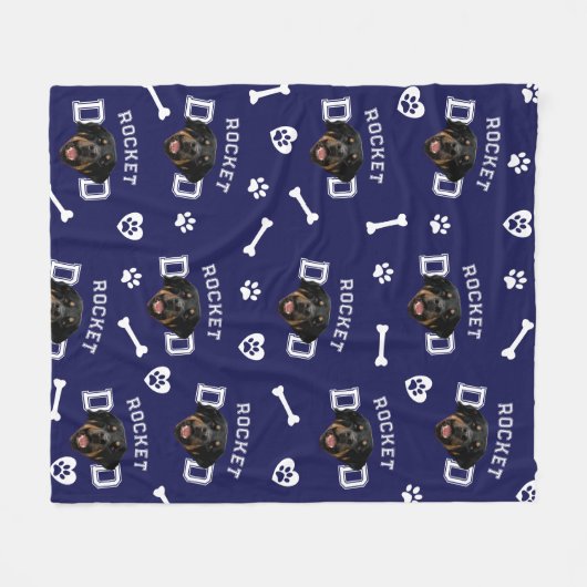 Rottweiller Vater, Navy Blue Individuelle Name Wie Fleecedecke (Vorderseite (Horizontal))