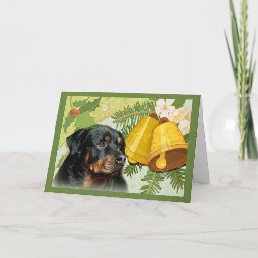 Rottweiller Weihnachtskarte Bell Feiertagskarte (Vorderseite)