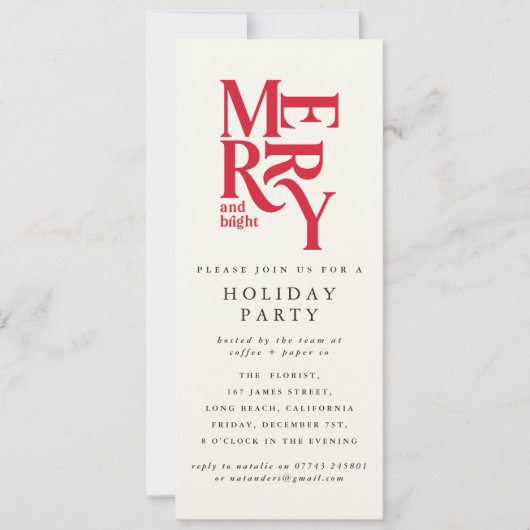 Rottypografie Weihnachtsfeier Einladung (Vorderseite)