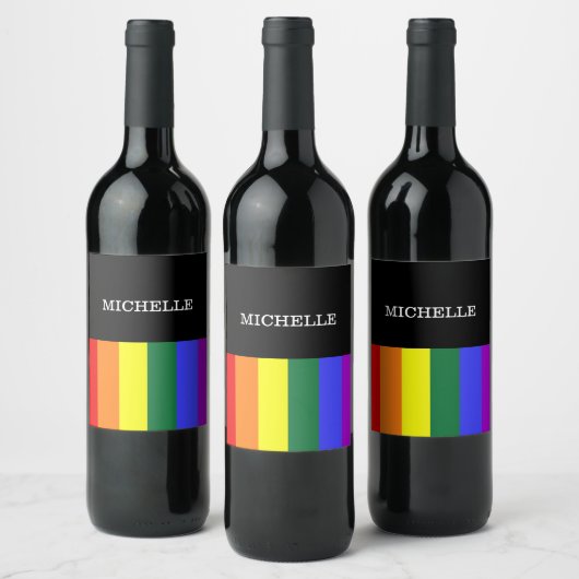 Rótulos Vinho Orgulho Gay Rainbow Personalizado Weinetikett (Flaschen)