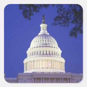 Rotunde des US-Kapitols bei Nacht, Washington Quadratischer Aufkleber