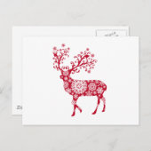 Rotweihhirsche mit Schneeflocken Feiertagspostkarte (Vorne/Hinten)