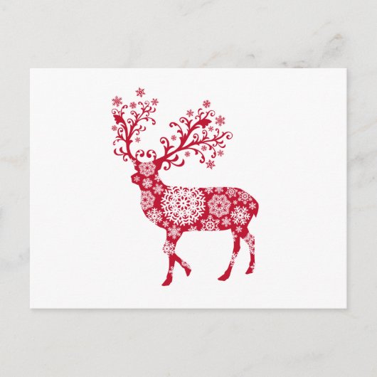Rotweihhirsche mit Schneeflocken Feiertagspostkarte (Vorderseite)