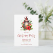 Rotweihnachtskletterfest Poinsettia Party Einladun Postkarte (Stehend Vorderseite)