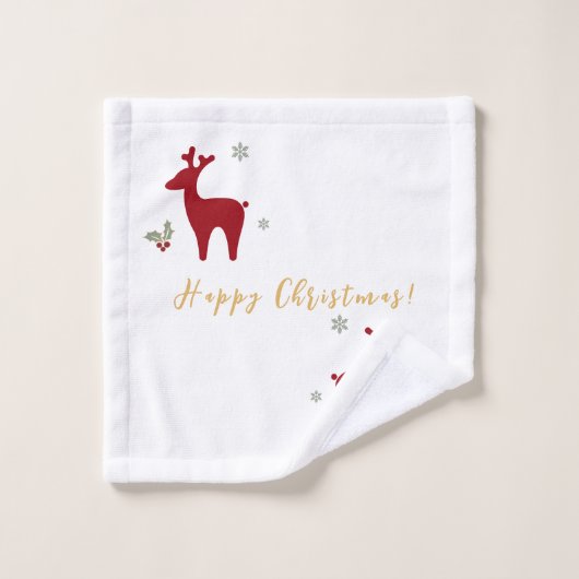 Rotweihnachtsmuster Nr. 12 ID1009 Badhandtuch Set (Waschlappen)