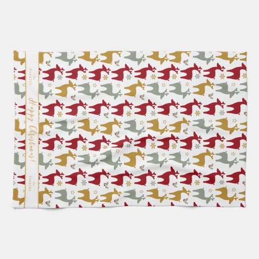 Rotweihnachtsmuster Nr. 12 ID1009 Geschirrtuch (Horizontal)