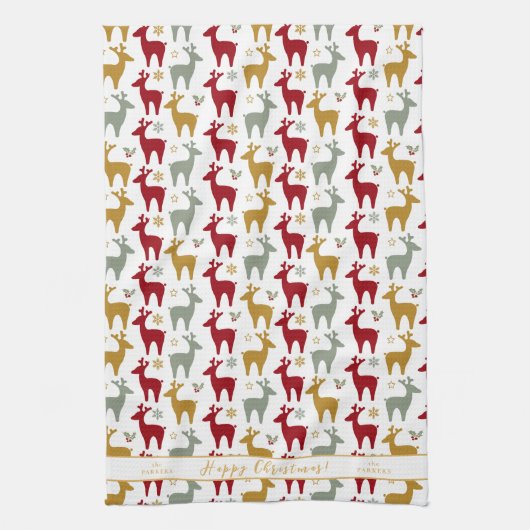 Rotweihnachtsmuster Nr. 12 ID1009 Geschirrtuch (Vertikal)