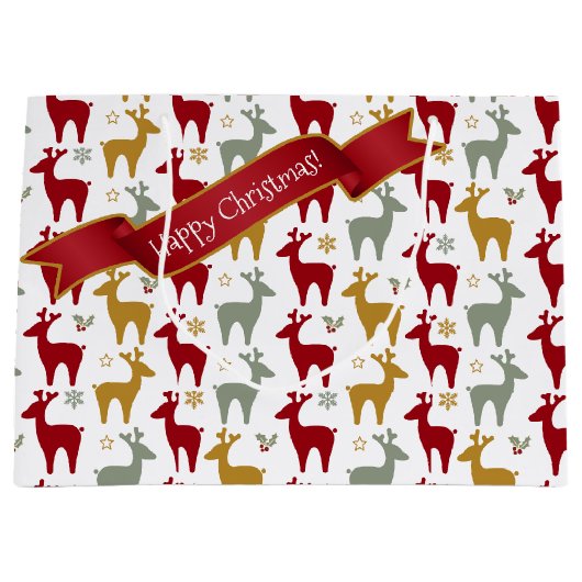 Rotweihnachtsmuster Nr. 12 ID1009 Große Geschenktüte (Vorderseite)