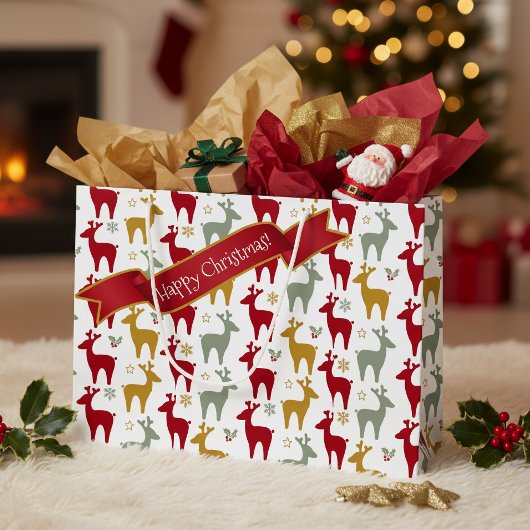 Rotweihnachtsmuster Nr. 12 ID1009 Große Geschenktüte